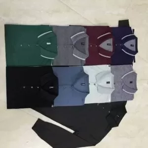 Collar solid color long sleeved T-shirt Number:251014